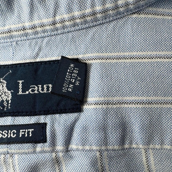 Ralph Lauren Classic‎ Fit Oxford Shirt 16.5 32/33 Blue Stripe Mens Button Down - Picture 3 of 6